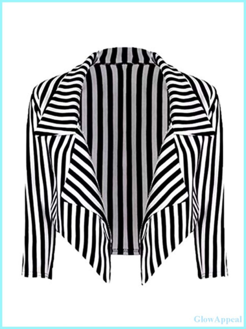 Women's 3/4 Sleeve Open Front Striped Cropped Waterfall Blazer Jacket